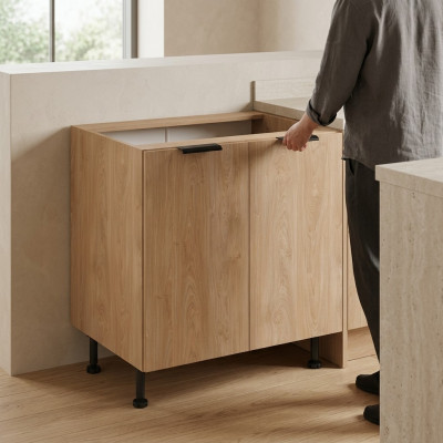 Desk with kitchen shelf support