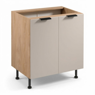 Mobile kitchen table with two doors under the countertop