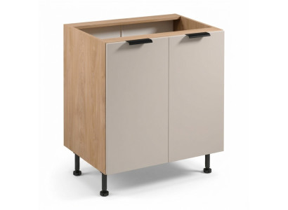 Mobile kitchen table with two doors under the countertop