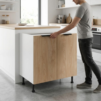 Mobile kitchen with doors, white