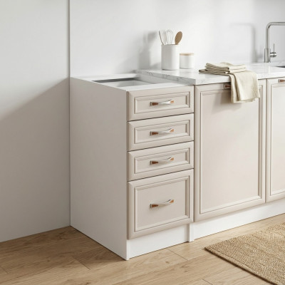 Mobile kitchen with drawers and shelves