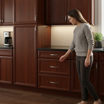 Mobile kitchen table with 3 drawers