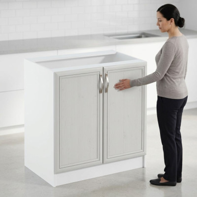 Mobile kitchen table with white surface
