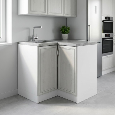 White mobile corner cabinet