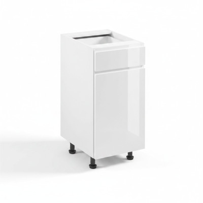 Mobile kitchen table with drawer and glossy shelves