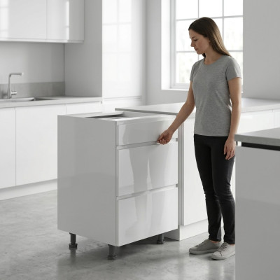 Mobile furniture with drawers under the tabletop, 3 glossy drawers