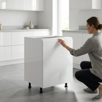 Mobile kitchen table with glossy surface