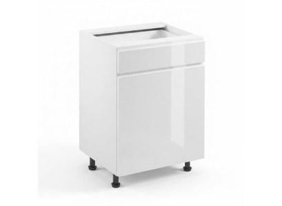 Mobile kitchen with drawer and glossy shelves