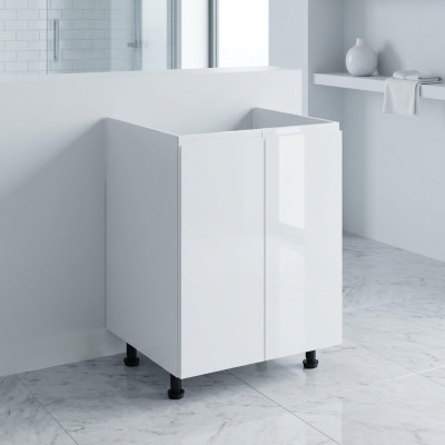 White glossy bathroom cabinet