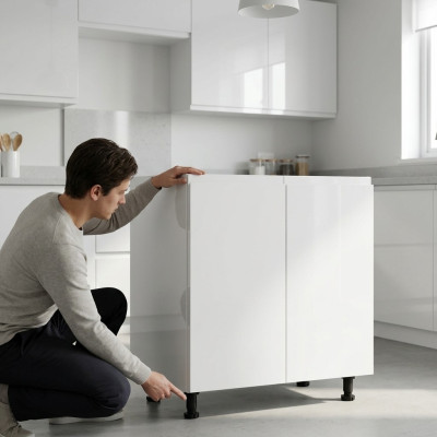 Glossy mobile kitchen cabinet