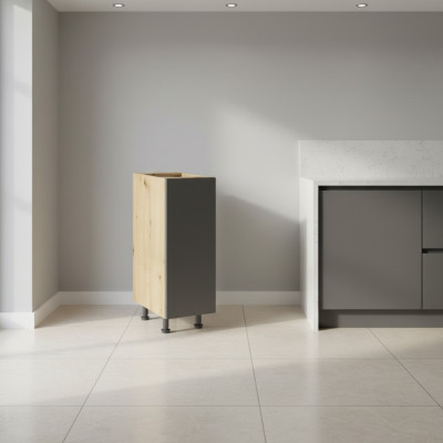 Mobile kitchen with work surface, gray kitchen cabinet