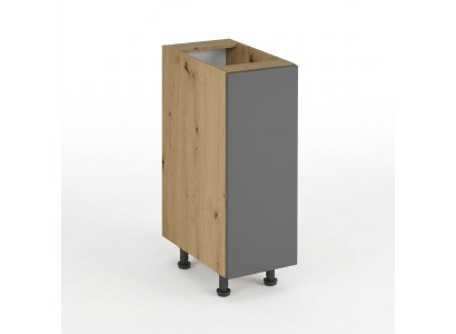 Mobile kitchen with work surface, gray kitchen cabinet
