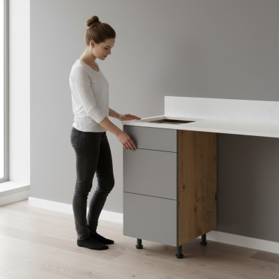 Kitchen cabinet with 3 drawers