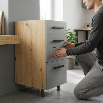 Independent kitchen cabinet with drawers