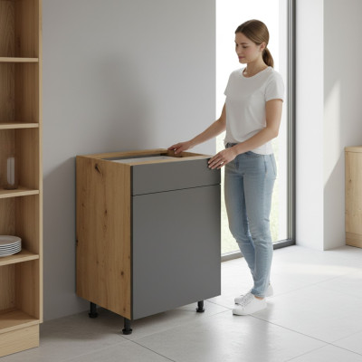 Mobile kitchen table with drawer and 2 shelves