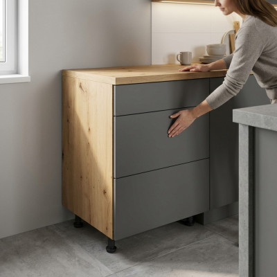Mobile kitchen with drawers and 3-drawer kitchen cabinet