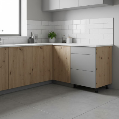 Mobile kitchen table with 3 drawers