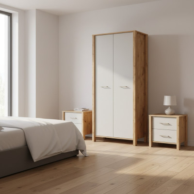 Pine wardrobe with rod