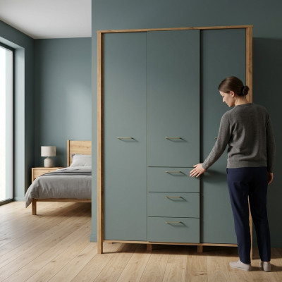 Independent wardrobe with hooks and drawers
