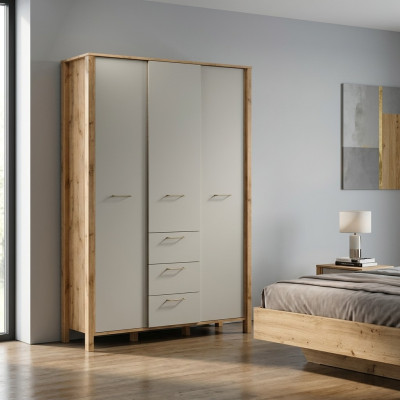 Wardrobe with hooks, shelves, and drawers