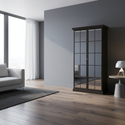 Textile wardrobe with folding doors