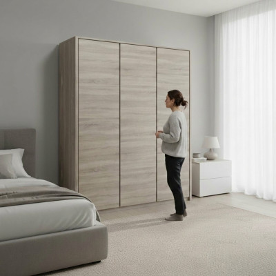 Multi-functional wooden bedroom wardrobe