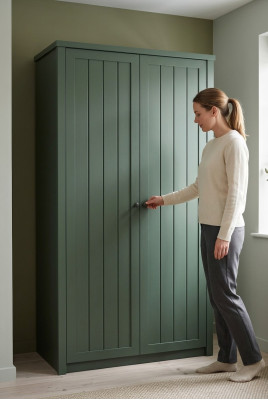Room wardrobe with hanger, multifunctional, green