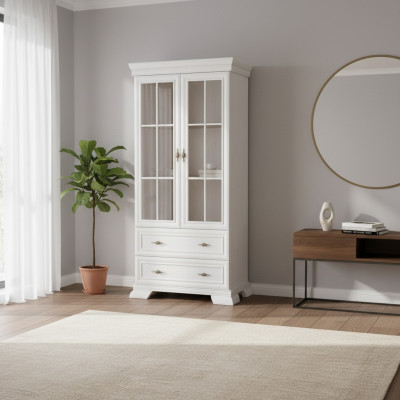 Vitrine with drawers and shelves