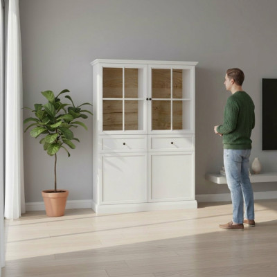 Kitchen display cabinet with 2 drawers