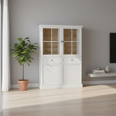 Kitchen display cabinet with 2 drawers