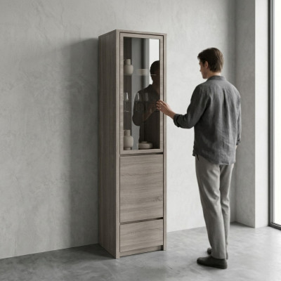 Modern elegant gray display cabinet
