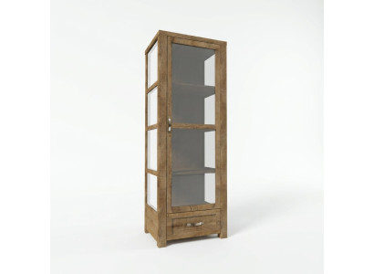 Elegant beige display cabinet, timeless storage space