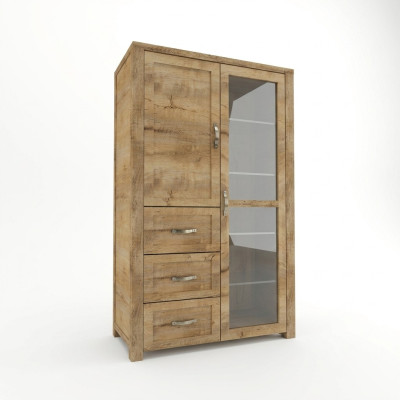 Modern elegant display cabinet made of brown wood