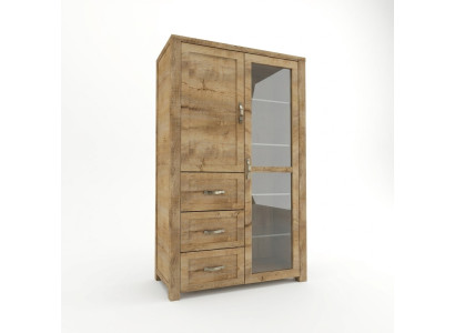 Modern elegant display cabinet made of brown wood