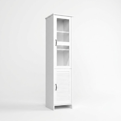 Modern white MDF and glass display cabinet