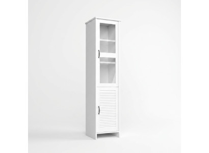 Modern white MDF and glass display cabinet