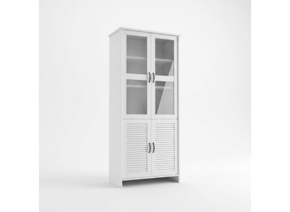 Modern white MDF display cabinet with glass