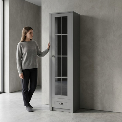 Modern and elegant gray display cabinet