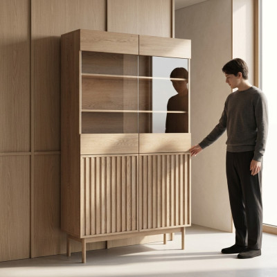 Puinen display cabinet with glass doors