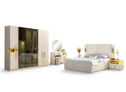 Modern bedroom furniture set bed wardrobe nightstand