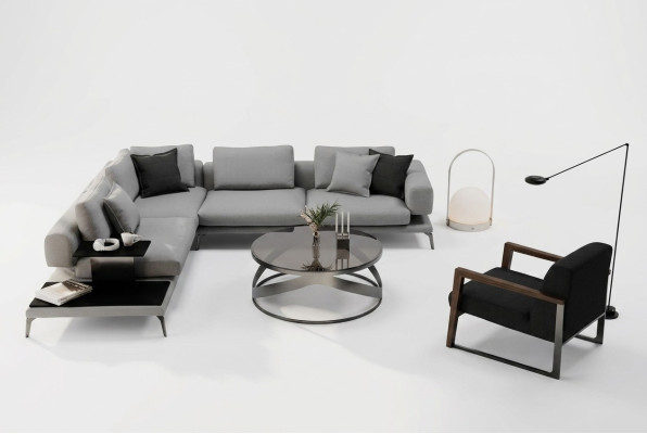 Corner sofa with armchair and function - details