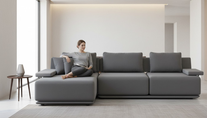 Aesthetic corner sofa for the living room without overstuffing