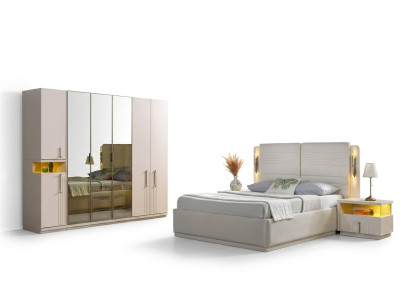 Koko bedroom furniture set bed, wardrobe, 4 piece nightstand