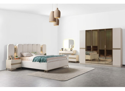 Koko 6-piece modern bedroom furniture set with bed, wardrobe, and nightstands