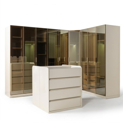 Modern corner box with curved shape for the bedroom