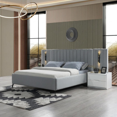 Bedroom furniture set with bed and 2 modern nightstands