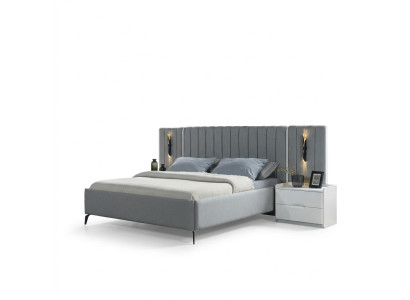 Bedroom furniture set with bed and 2 modern nightstands