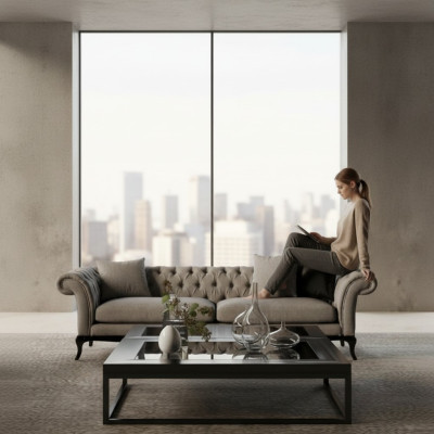 Modern three-seater sofa, design beauty, comfort