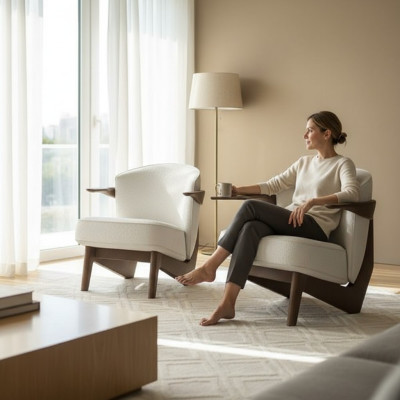 Modern designer Lusso chair, soft, without excessive decoration