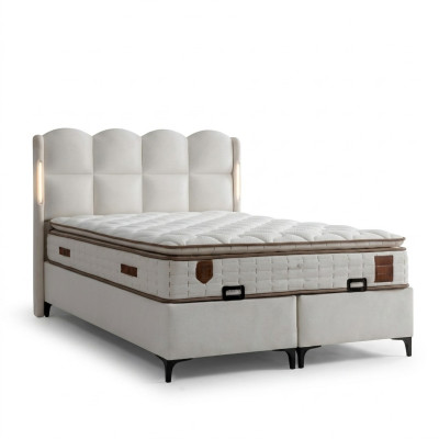 Elegant white bed with modern mattress